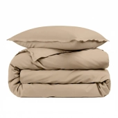Housse de couette unie 100% percale de coton 80 fils + Taie(s) 65x65 cm – Fabriquée en Europe – Doux et respirant - Oeko-Tex®