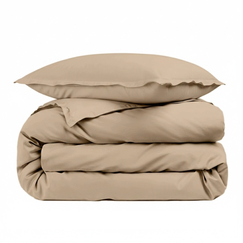 Housse de couette unie 100% percale de coton 80 fils + Taie(s) 65x65 cm – Fabriquée en Europe – Doux et respirant - Oeko-Tex®