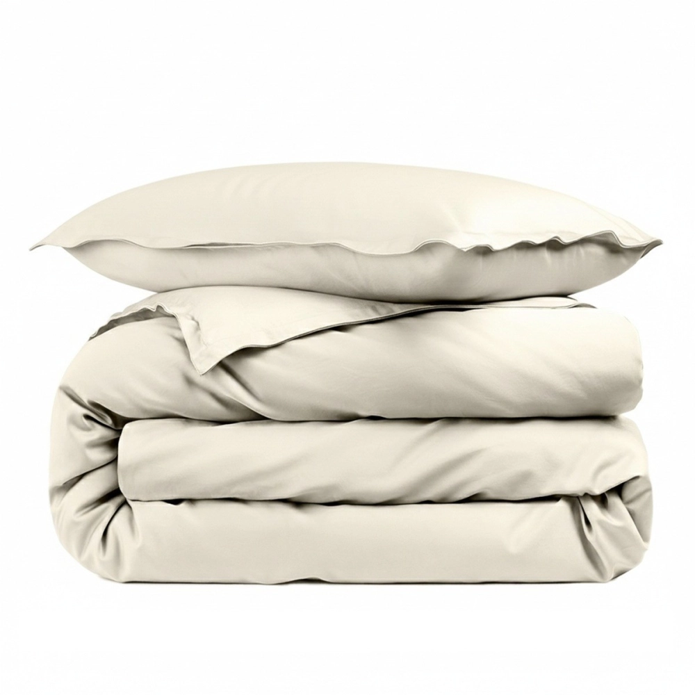 Housse de couette unie 100% percale de coton 80 fils + Taie(s) 65x65 cm – Fabriquée en Europe – Doux et respirant - Oeko-Tex®