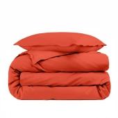 Housse de couette unie 100% percale de coton 80 fils + Taie(s) 65x65 cm – Fabriquée en Europe – Doux et respirant - Oeko-Tex®