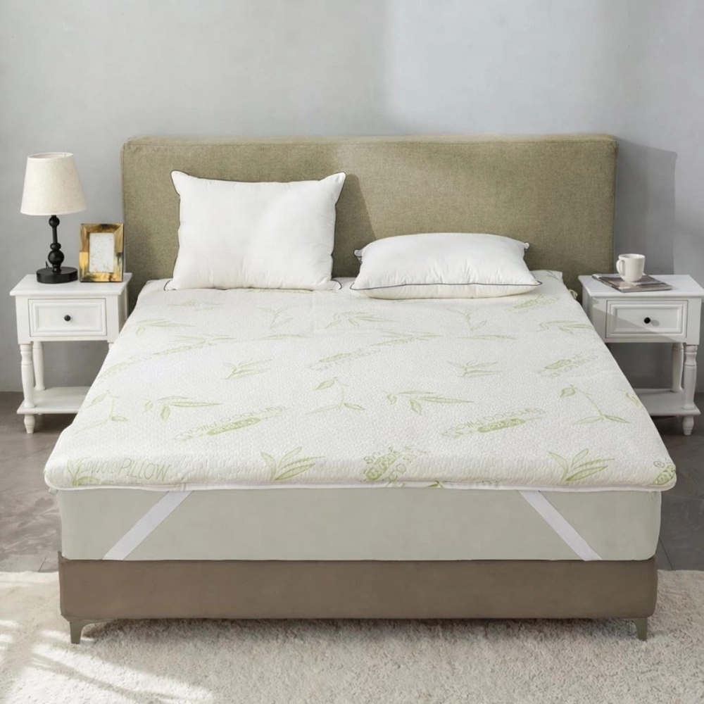 Surmatelas à mémoire de forme 5,5cm – Visco et fibres de bambou – Confort ergonomique – Anti-allergique – Déhoussable et lavable