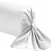 Taie de traversin 45x230 cm en coton blanche, finition point de bourdon, fabrication française