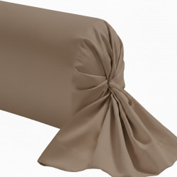 Taie de traversin 45x230 cm en coton cannelle, finition point de bourdon, fabrication française