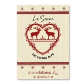 Torchon esprit montagne winter rouge 100 % coton naturel - 50x70 cm - motif savoie - lavable en machine