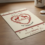 Torchons esprit montagne sur fond d'ambiance, table en bois 100% coton 50x70cm winter rouge, détils savoie rouge et blanc