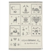 Torchon de cuisine montagne gris 50x70 cm - 100 % coton - Décors chalet rustique - Lavable en machine