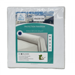 Protège traversin 45x230 cm en coton molleton blanc 200g/m2.