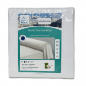 Protège traversin 45x230 cm en coton molleton blanc 200g/m2.