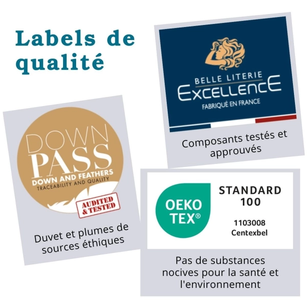 Oreiller naturel 90 % duvet - Fabrication Française haut de gamme - Ultra-léger et moelleux, confort 5 étoiles, anti-acariens