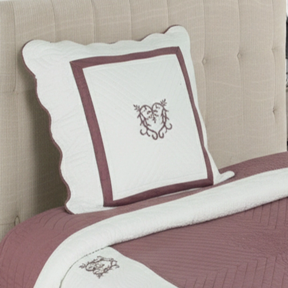 Couvre lit boutis Peaceland 100% coton + taie(s) carrée(s) assortie(s) – Brodé, léger et doux – Bicolore