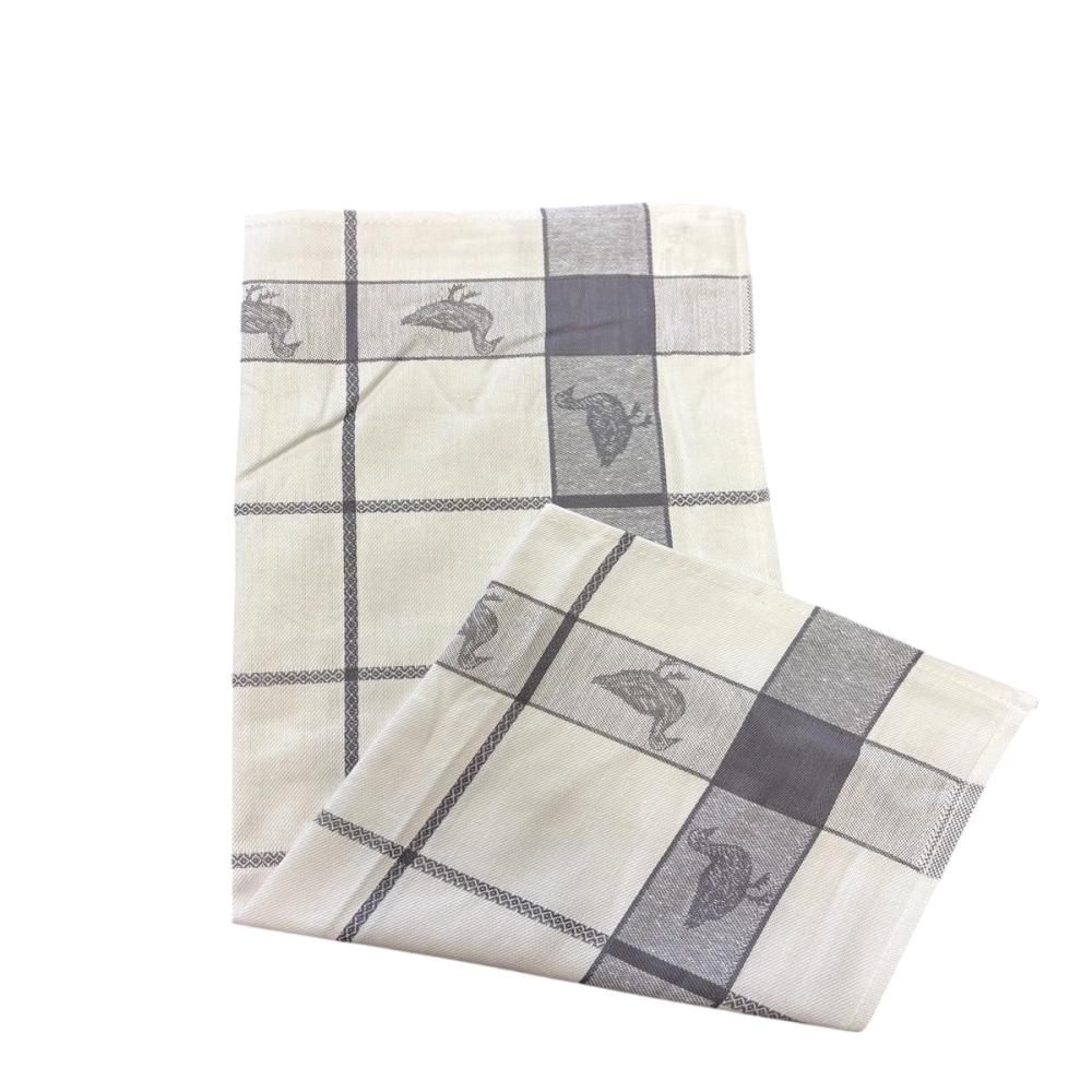 Lot de 6 torchons à carreaux motif canard rouge, bleu et gris 100% coton jacquard 50x70cm