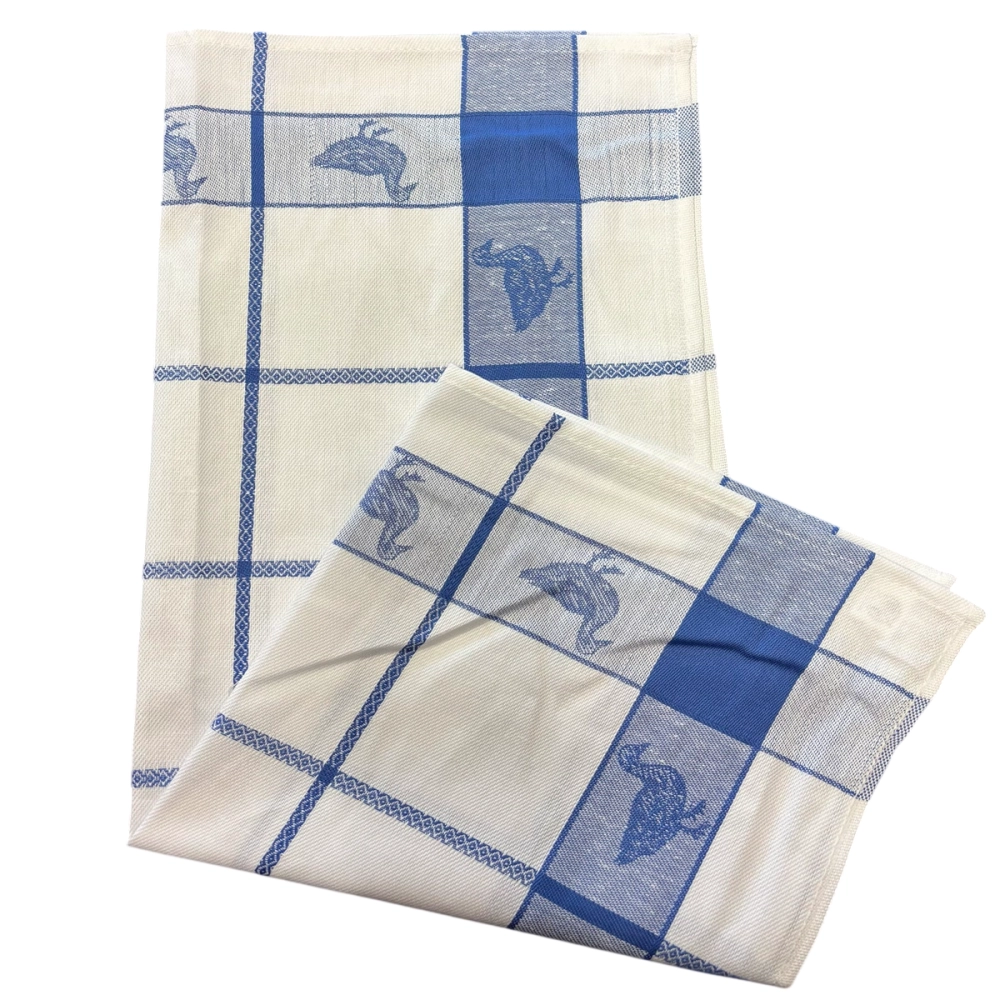 Lot de 6 torchons à carreaux motif canard rouge, bleu et gris 100% coton jacquard 50x70cm