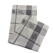 Lot de 6 torchons à carreaux motif feuilles de vignes bleu, rouge et gris 50x70 cm - 100% coton tissage jacquard