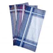 Mouchoirs tissu Adrien 44x44cm en coton jumel avec motifs carreaux et rayures coloris bleu, rouges, jaune