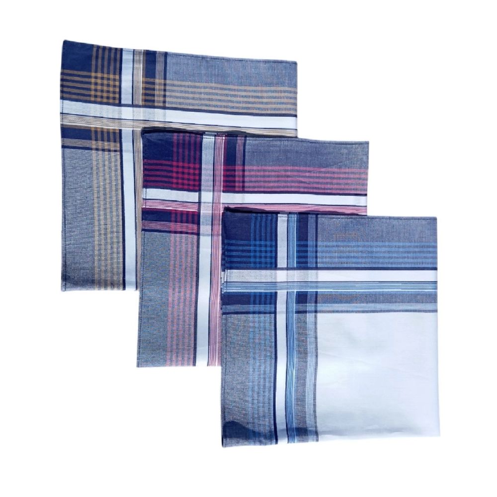 Lot de 12 mouchoirs Adrien 44x44 cm en coton jumel - Mouchoirs homme lavables, durables et élégants - 3 coloris