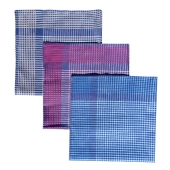 Lot de 6 mouchoirs Arnaud en coton jumel 44x44 cm - Mouchoirs tissu doux et résistants – 3 coloris bleus, rouges, jaunes
