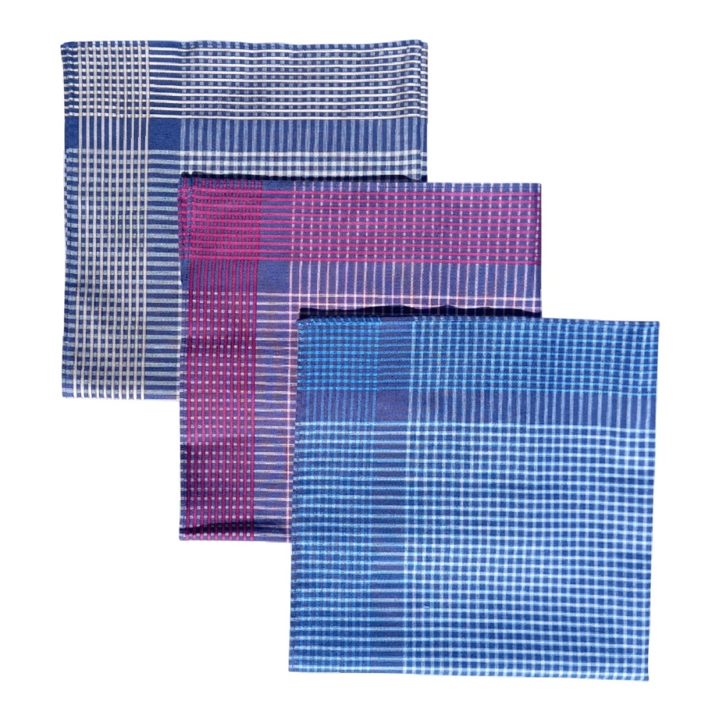 Lot de 6 mouchoirs Arnaud en coton jumel 44x44 cm - Mouchoirs tissu doux et résistants – 3 coloris bleus, rouges, jaunes