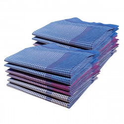 Lot de 12 mouchoirs Arnaud coton jumel 44x44 cm motifs petits carreaux bleus, jaunes, rouges