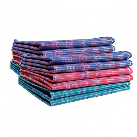 Lot de 12 mouchoirs homme Gauthier coton jumel 42x42 cm à carreaux assortis bleus, rouges, verts
