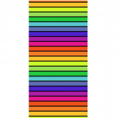 Serviette de plage au motif rayures multicolore, idéale pour les sorties plage cette été. 90x170cm, 100% coton