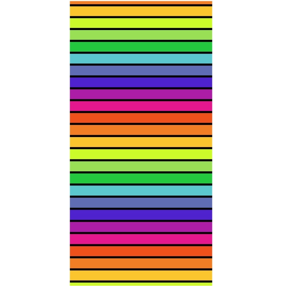 Drap de plage motif rayures multicolores 90x170 cm - Serviette de plage 100 % coton tissage jacquard, douce et absorbante