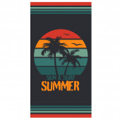 Serviette de plage summer sur fond noir , au couleur pastel, sur fond blanc. 90x170cm, 100% coton jacquard