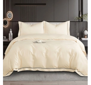 Housse de couette unie brodée 220x240 cm satin de coton avec taies