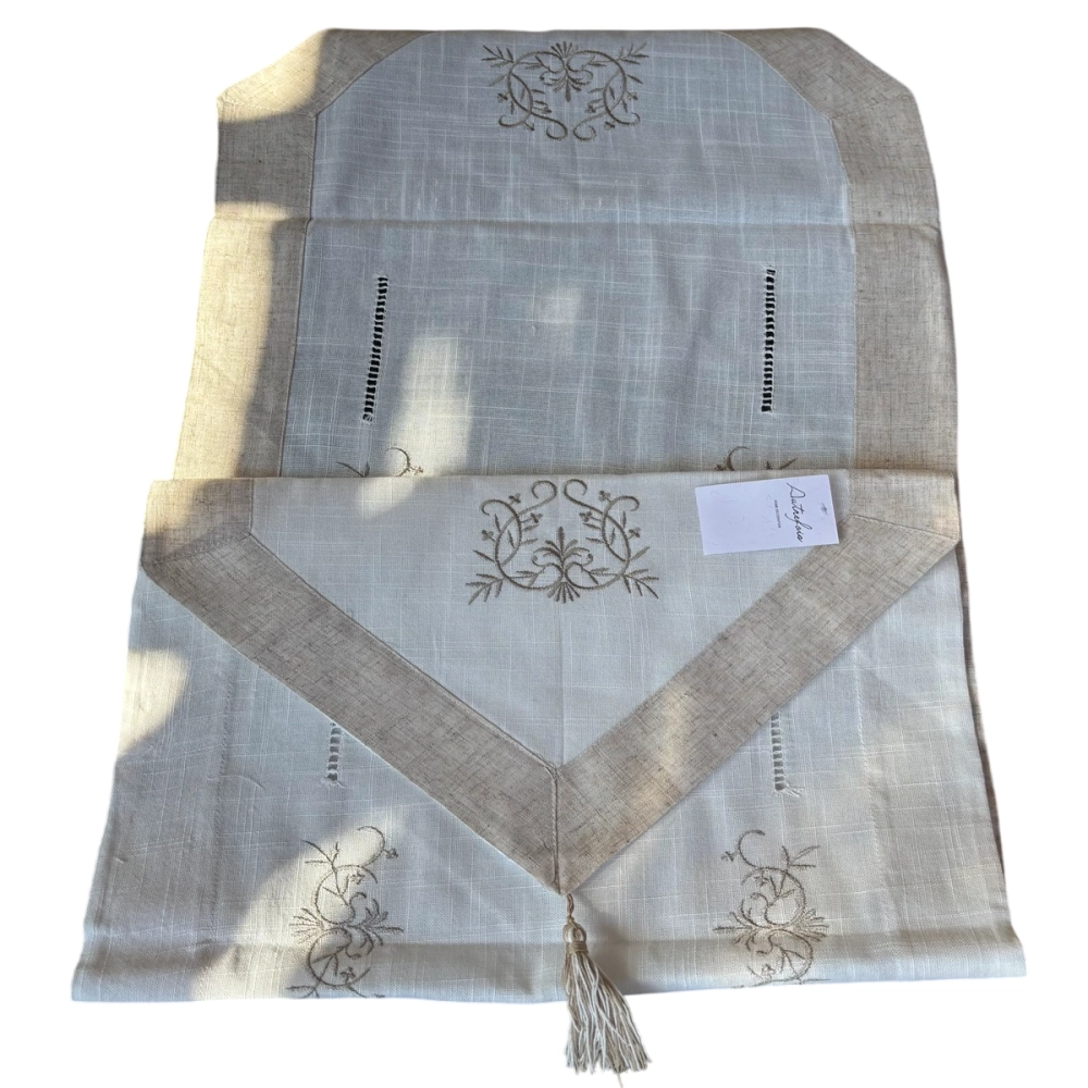 Chemin de table linéa chic, couleur lin, en coton & lin - 45x150 cm