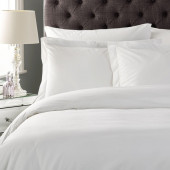 Housse de Couette 240x280 uni blanche en coton + 2 taies carrées