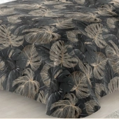 Couvre lit imprimé ginko vert 220x240 cm - Boutis floral conçu pour lit double + 2 taies