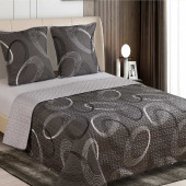 Couvre lit boutis gris anthracite 220x240 cm motifs cercles géometriques