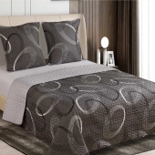 Couvre lit boutis Eclipse Gris 220x240 cm + 2 taies 65x65 cm - Linge de lit microfibre léger et moderne pour lit double