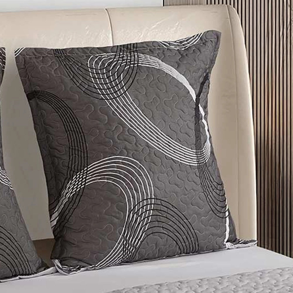 Couvre lit boutis Eclipse Gris 220x240 cm + 2 taies 65x65 cm - Linge de lit microfibre léger et moderne pour lit double