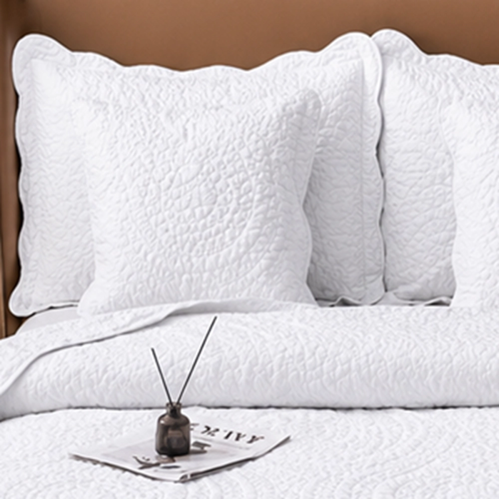 Couvre lit - Boutis Matelassé Élégance Blanc  230x250 cm + taies 65x65 cm - Jeté de Lit Moderne Doux et Respirant