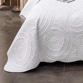 Couvre lit - Boutis Matelassé Élégance Blanc  230x250cm + taies 65x65 cm - Jeté de Lit Moderne Doux et Respirant