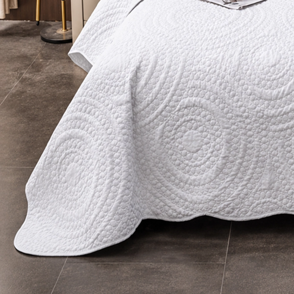 Couvre lit - Boutis Matelassé Élégance Blanc  230x250 cm + taies 65x65 cm - Jeté de Lit Moderne Doux et Respirant