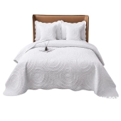 Couvre lit - Boutis Matelassé Élégance Blanc  230x250 cm + taies 65x65 cm - Jeté de Lit Moderne Doux et Respirant