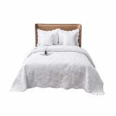 Couvre lit boutis blanc matelassé motif feuillage 230x250cm sur fond blanc