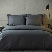 Housse de Couette 240x280 unie anthracite  + 2 taies assorties