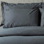 Housse de Couette 240x280 unie anthracite  + 2 taies assorties