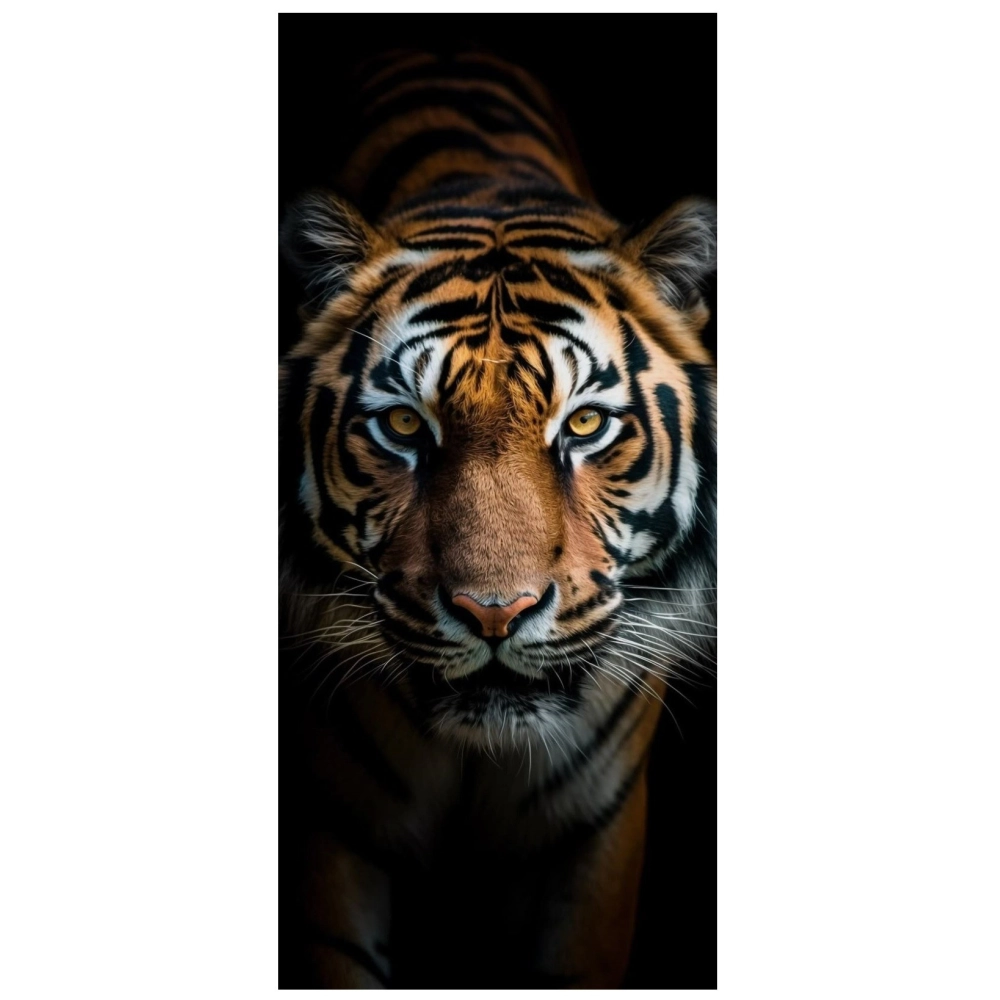 Serviette de plage Tigre sur fond noir 100x180 cm, grand format, 100% coton - Drap de Bain léger, absorbant et doux