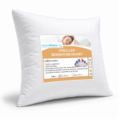 Oreiller Sensation Duvet Moelleux et Gonflant, Confort Hôtel – Enveloppe 100% Coton – Fabrication Française – Lavable – 65x65 cm