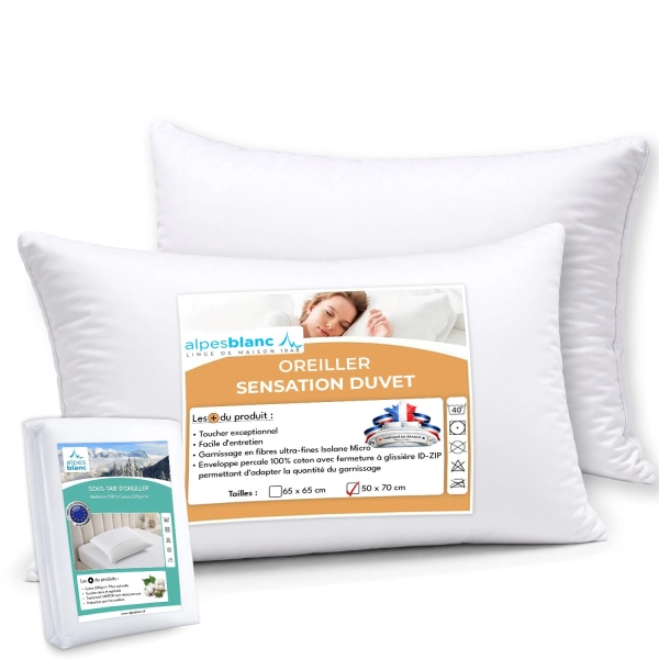 Pack Oreiller Sensation Duvet: Grand Confort- Alternative au Duvet