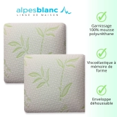 Lot de 2 oreillers carrés 60x60 cm mémoire de forme Visco - Soutien cervical, anti-allergique, confort durable et réparateur