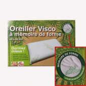 encart de l'oreiller visco bambou mémoire de forme carrés 60x60 cm