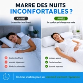Traversin 90 cm - Anti-Acariens et Anti-Bactérien - Enveloppe 100% Coton - Lavable - Confort Moelleux - Fabrication Française