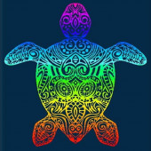 Zoom sur le motif tortue multicolore de la serviette de plage 140x200 cm en Coton Égyptien Jacquard