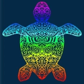 Serviette de plage Tortue multicolore sur fond bleu 140x200 cm en Coton Égyptien Jacquard – Drap de plage XXL