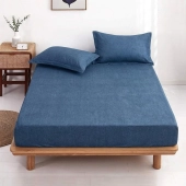 Drap housse uni 100% Coton 57 fils grand bonnet 30 cm - idéal pour s'accorder à vos housses de couette montagne - confort