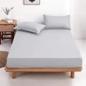 Drap housse uni 100% Coton 57 fils grand bonnet 30 cm - idéal pour s'accorder à vos housses de couette montagne - confort